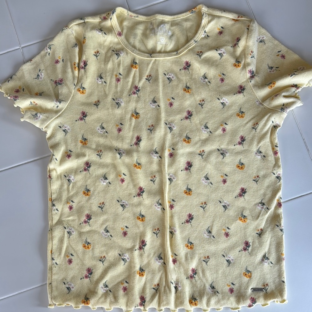 Hollister Light Yellow Floral Top